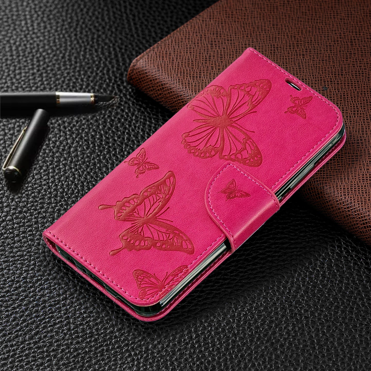 For Huawei P Smart (2019) / Honor 10 Lite PU Leather Imprint Butterflies Phone Case