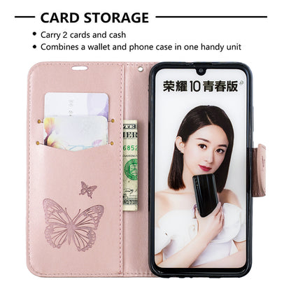 For Huawei P Smart (2019) / Honor 10 Lite PU Leather Imprint Butterflies Phone Case