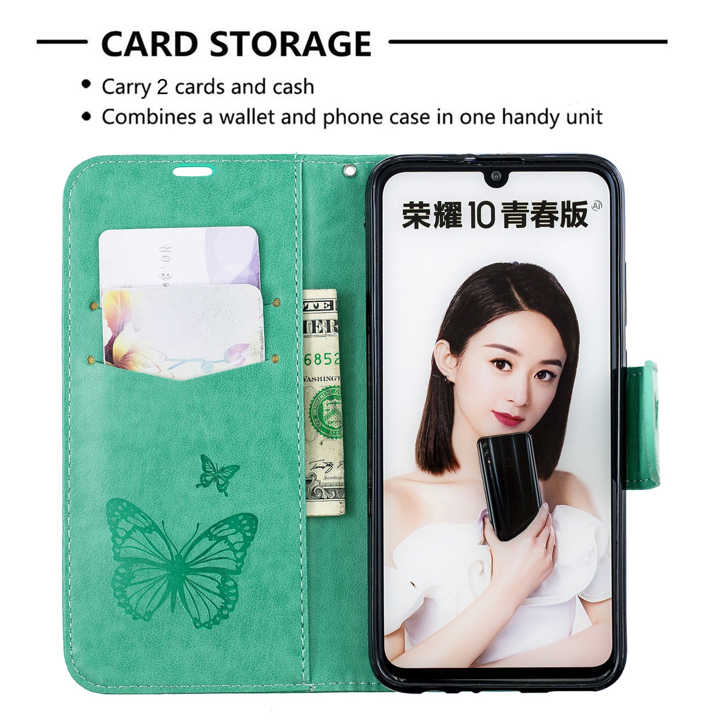 For Huawei P Smart (2019) / Honor 10 Lite PU Leather Imprint Butterflies Phone Case
