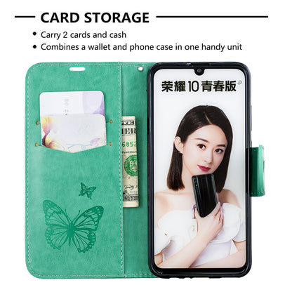 For Huawei P Smart (2019) / Honor 10 Lite PU Leather Imprint Butterflies Phone Case