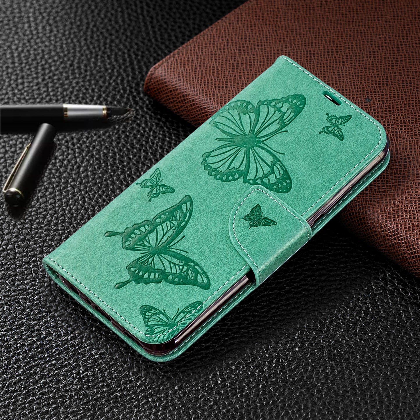 For Huawei P Smart (2019) / Honor 10 Lite PU Leather Imprint Butterflies Phone Case