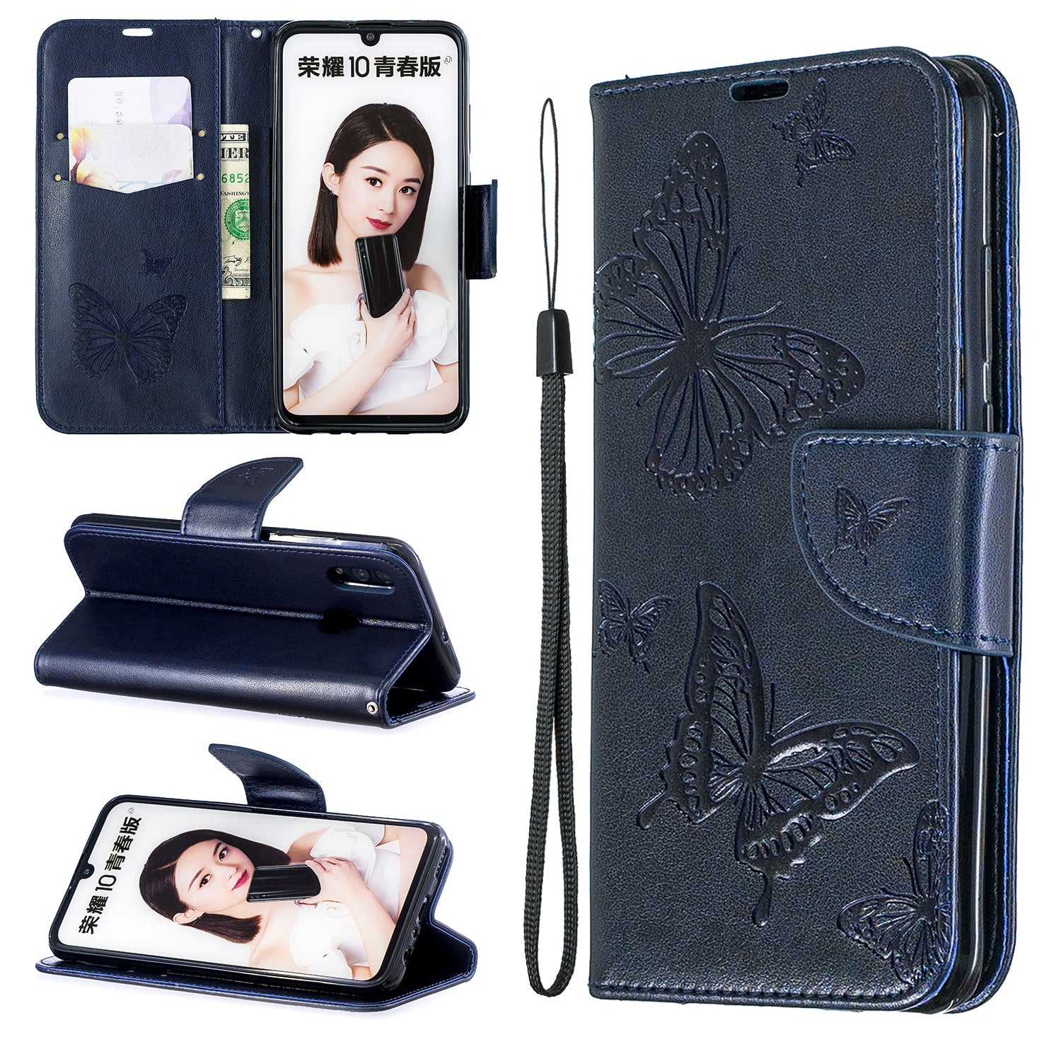 For Huawei P Smart (2019) / Honor 10 Lite PU Leather Imprint Butterflies Phone Case