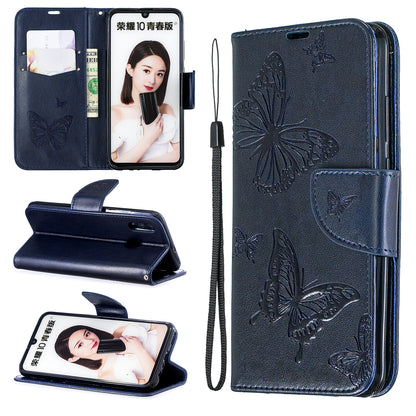 For Huawei P Smart (2019) / Honor 10 Lite PU Leather Imprint Butterflies Phone Case