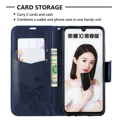 For Huawei P Smart (2019) / Honor 10 Lite PU Leather Imprint Butterflies Phone Case