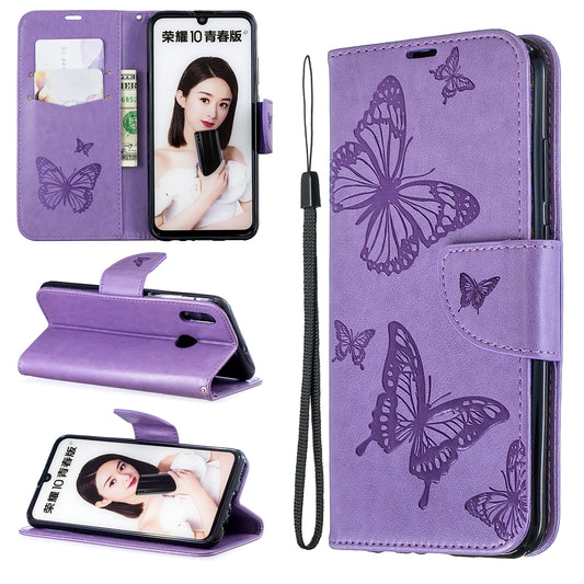 For Huawei P Smart (2019) / Honor 10 Lite PU Leather Imprint Butterflies Phone Case