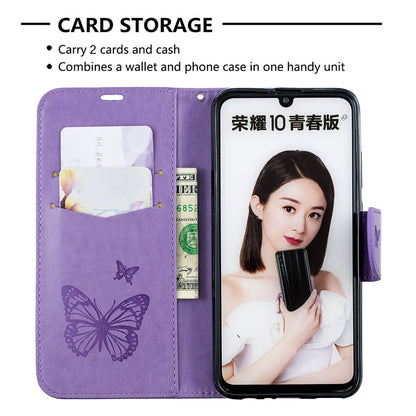 For Huawei P Smart (2019) / Honor 10 Lite PU Leather Imprint Butterflies Phone Case