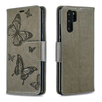 For Huawei P30 Pro PU Leather Imprint Butterflies Phone Case