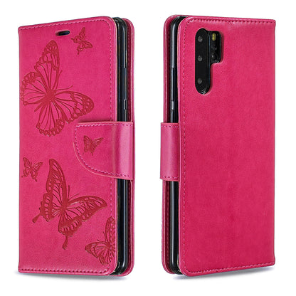 For Huawei P30 Pro PU Leather Imprint Butterflies Phone Case