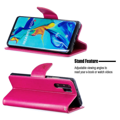For Huawei P30 Pro PU Leather Imprint Butterflies Phone Case