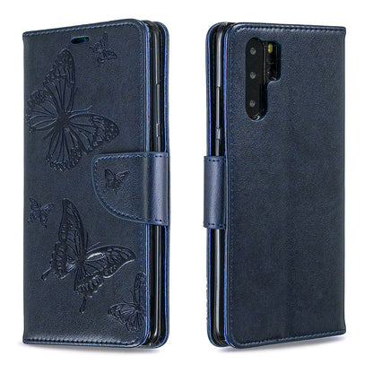 For Huawei P30 Pro PU Leather Imprint Butterflies Phone Case