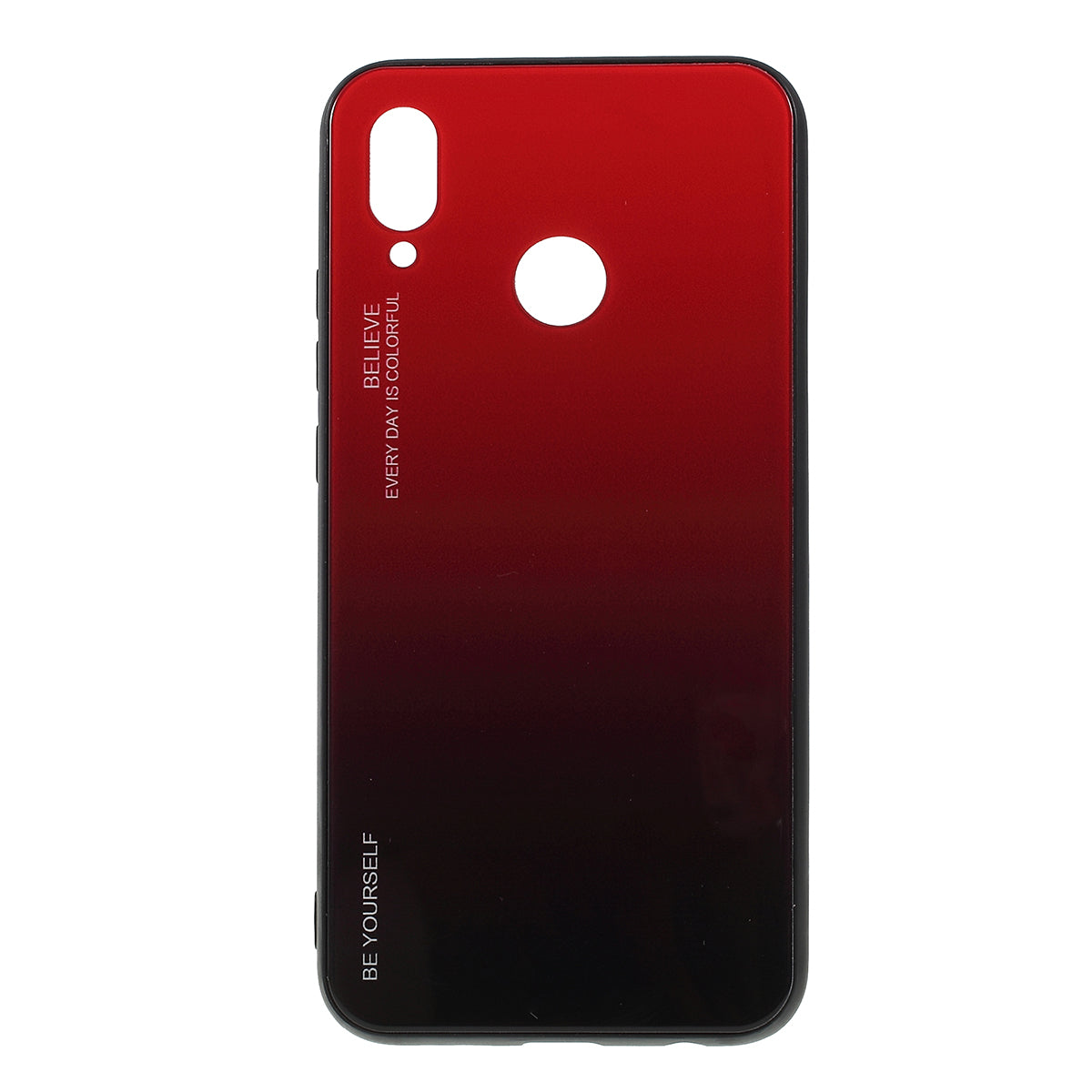 For Huawei P20 Lite / Nova 3e Gradient Color Glass + PC + TPU Hybrid Case