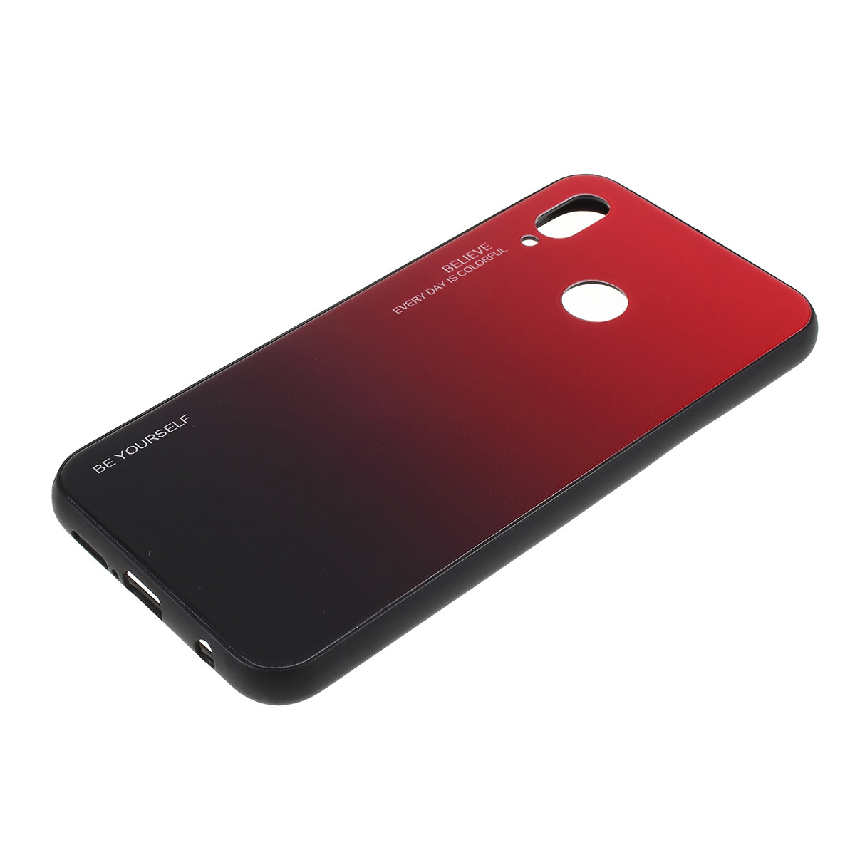 For Huawei P20 Lite / Nova 3e Gradient Color Glass + PC + TPU Hybrid Case