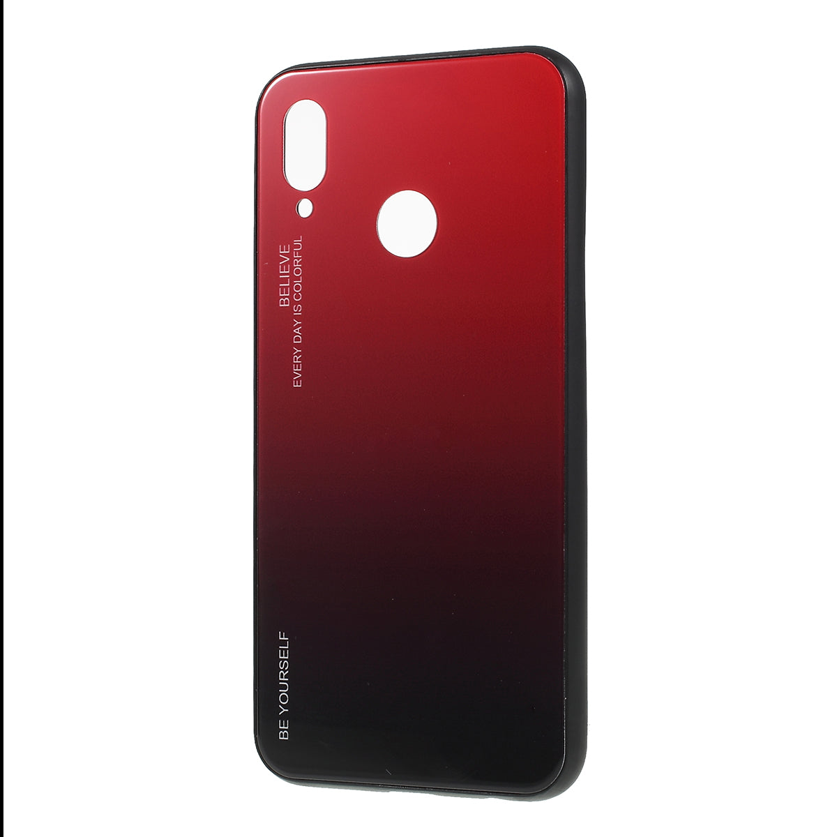 For Huawei P20 Lite / Nova 3e Gradient Color Glass + PC + TPU Hybrid Case