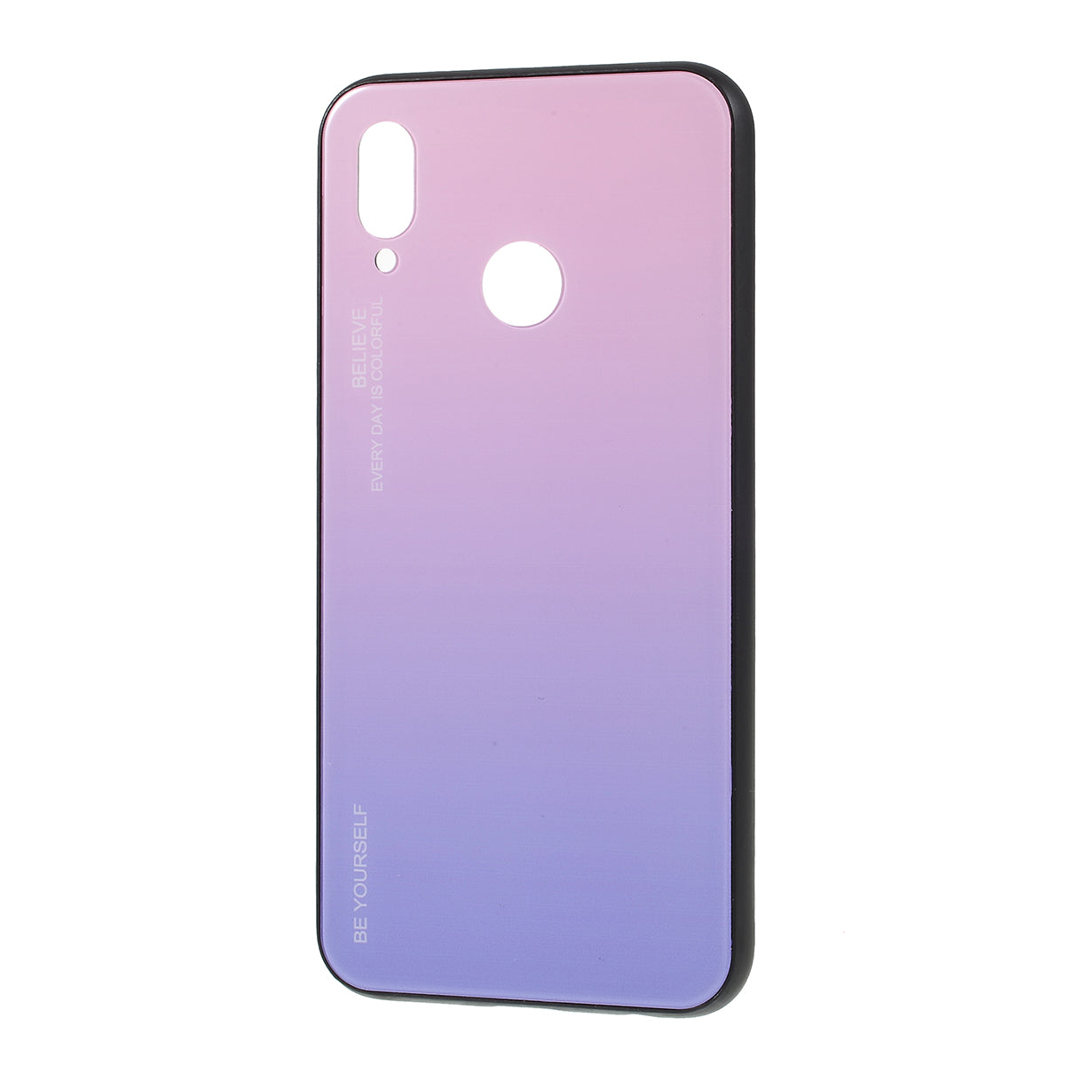 For Huawei P20 Lite / Nova 3e Gradient Color Glass + PC + TPU Hybrid Case