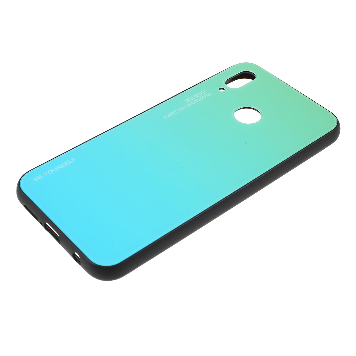 For Huawei P20 Lite / Nova 3e Gradient Color Glass + PC + TPU Hybrid Case
