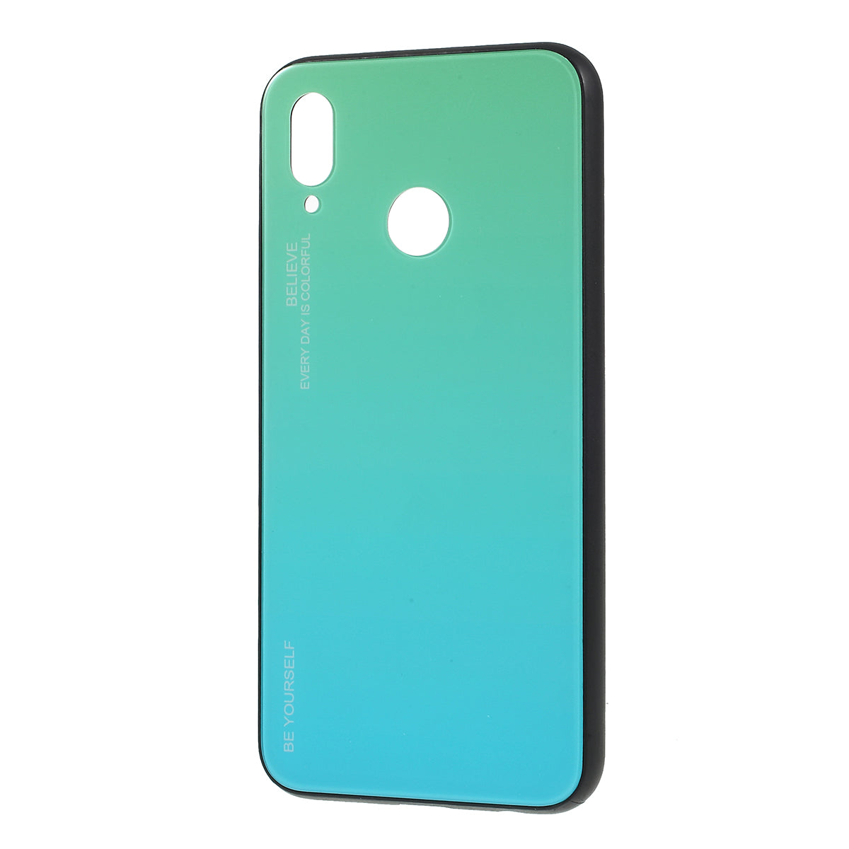 For Huawei P20 Lite / Nova 3e Gradient Color Glass + PC + TPU Hybrid Case