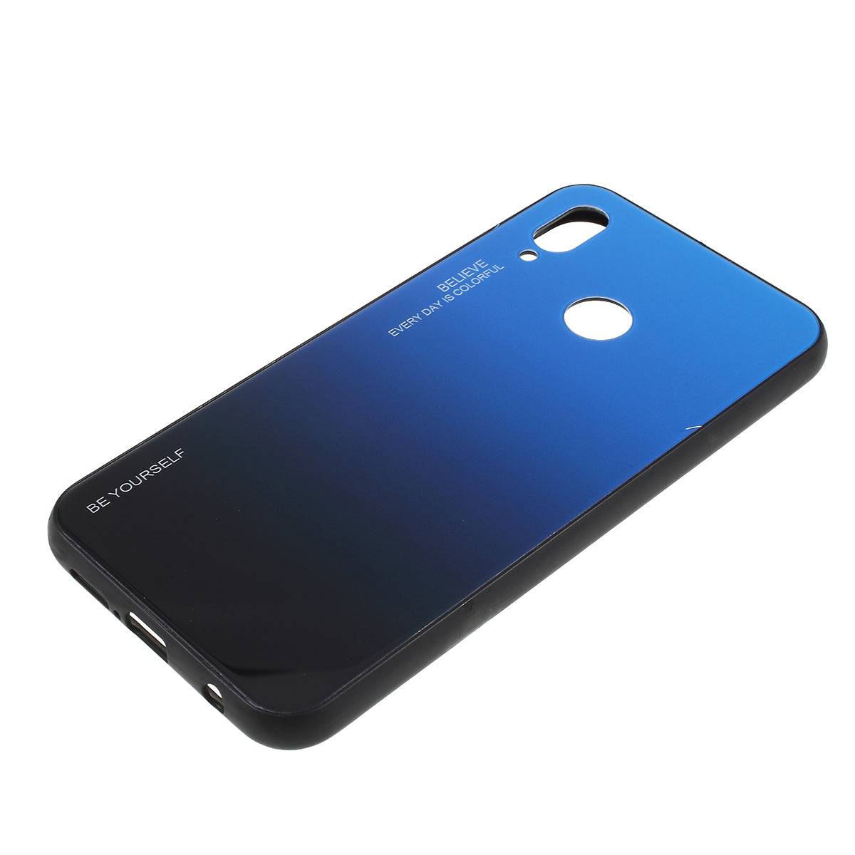 For Huawei P20 Lite / Nova 3e Gradient Color Glass + PC + TPU Hybrid Case