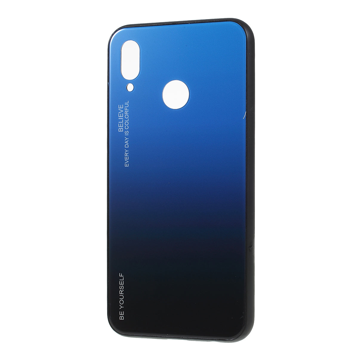 For Huawei P20 Lite / Nova 3e Gradient Color Glass + PC + TPU Hybrid Case