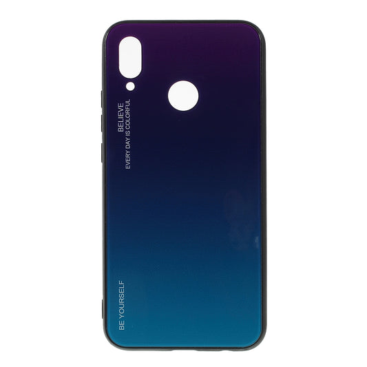 For Huawei P20 Lite / Nova 3e Gradient Color Glass + PC + TPU Hybrid Case