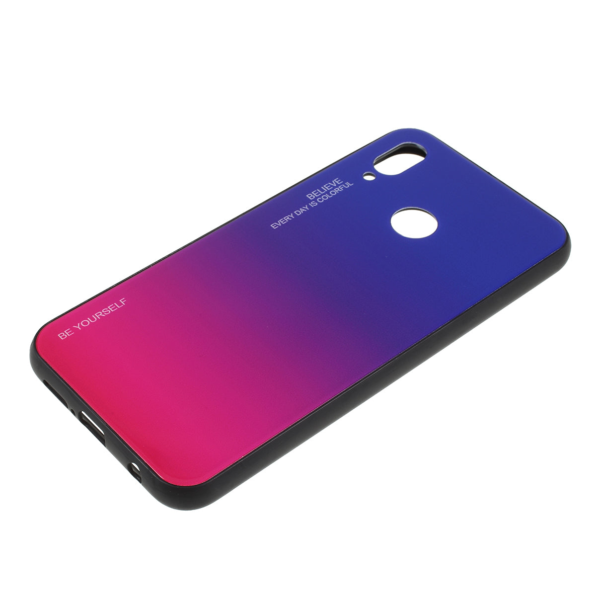 For Huawei P20 Lite / Nova 3e Gradient Color Glass + PC + TPU Hybrid Case