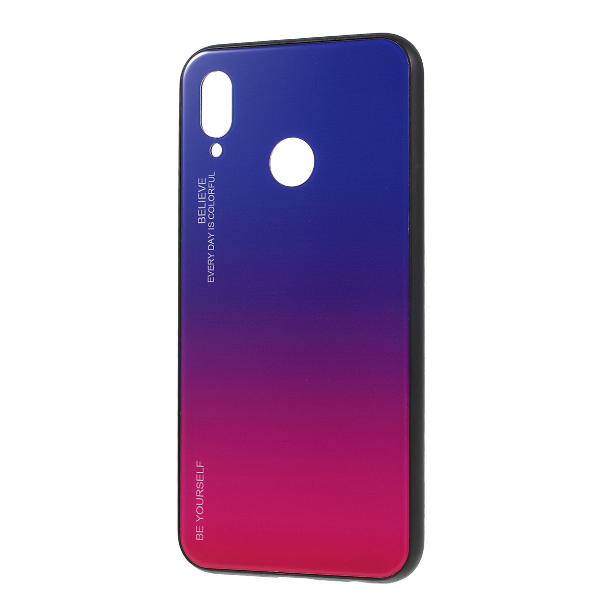 For Huawei P20 Lite / Nova 3e Gradient Color Glass + PC + TPU Hybrid Case