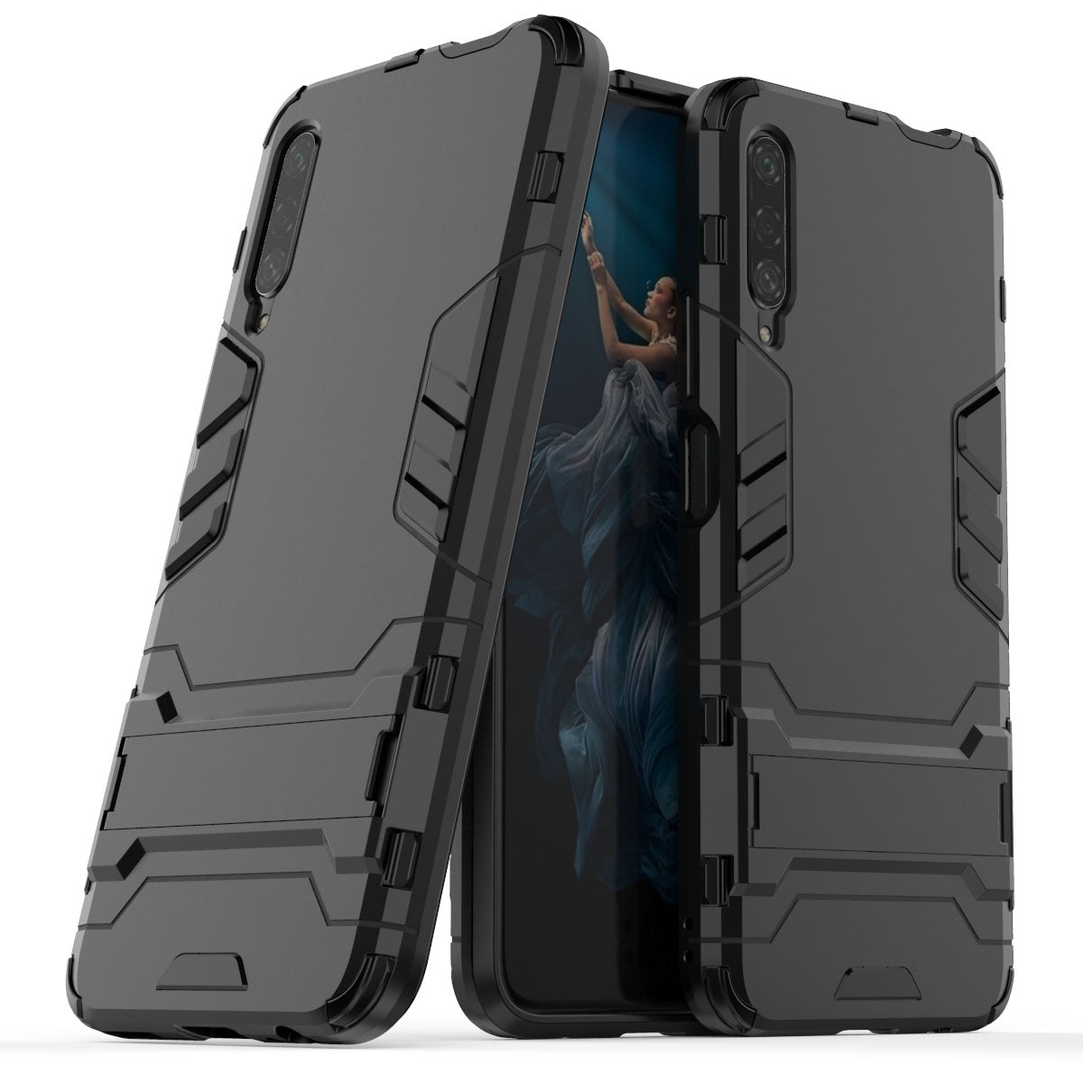 Plastic + TPU Hybrid Phone Case with Kickstand for Huawei Honor 9X Pro