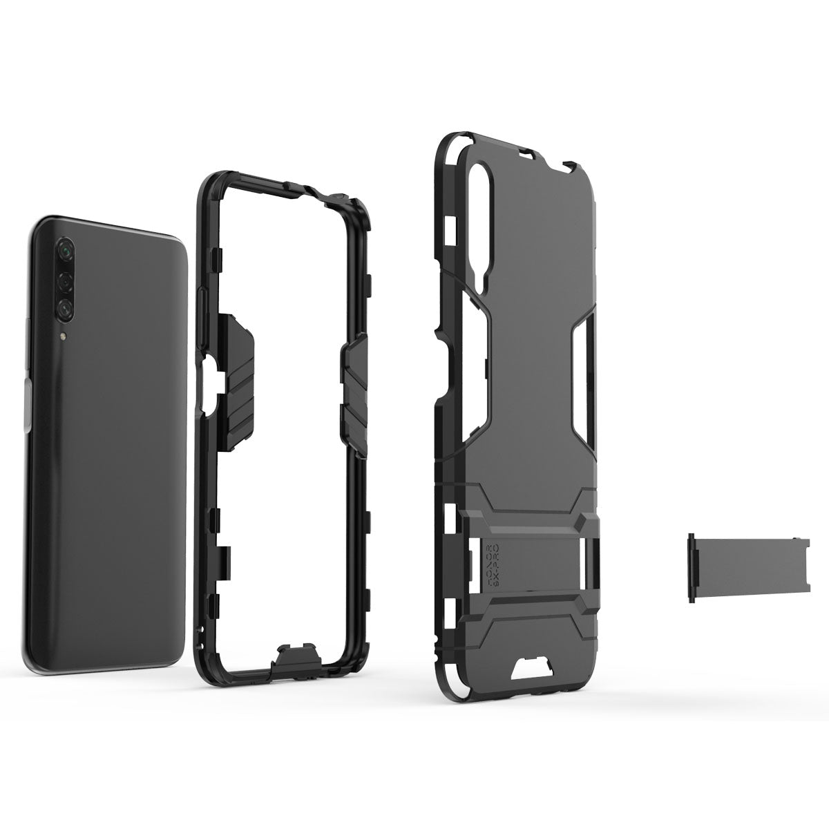 Plastic + TPU Hybrid Phone Case with Kickstand for Huawei Honor 9X Pro