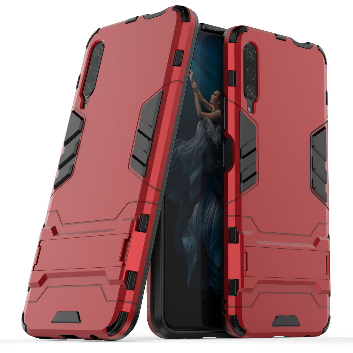 Plastic + TPU Hybrid Phone Case with Kickstand for Huawei Honor 9X Pro