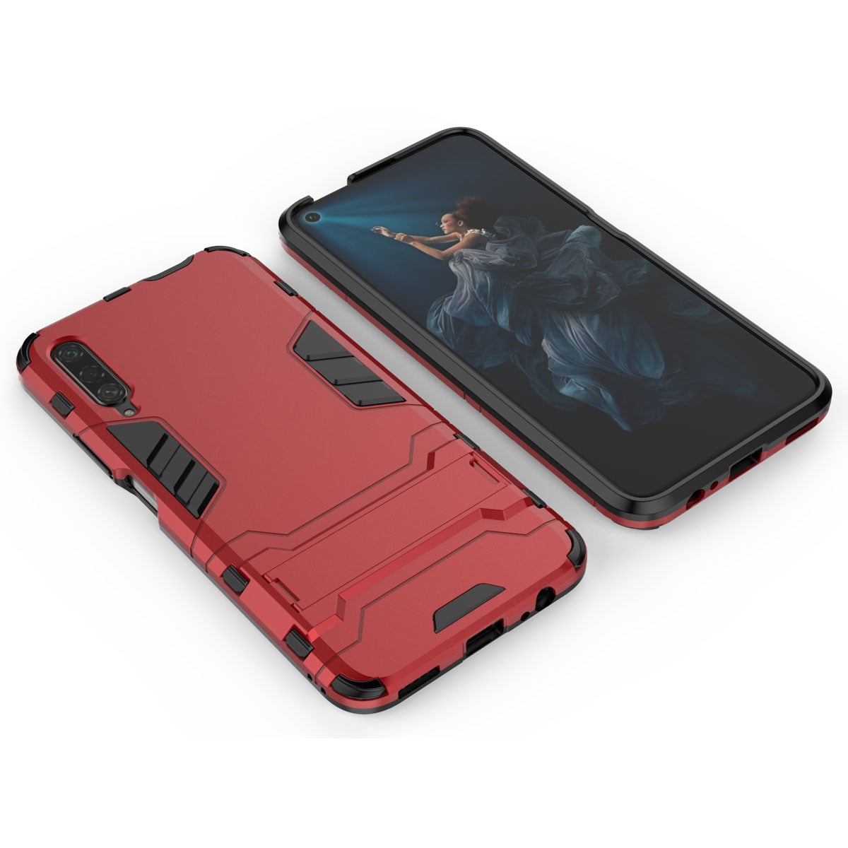 Plastic + TPU Hybrid Phone Case with Kickstand for Huawei Honor 9X Pro