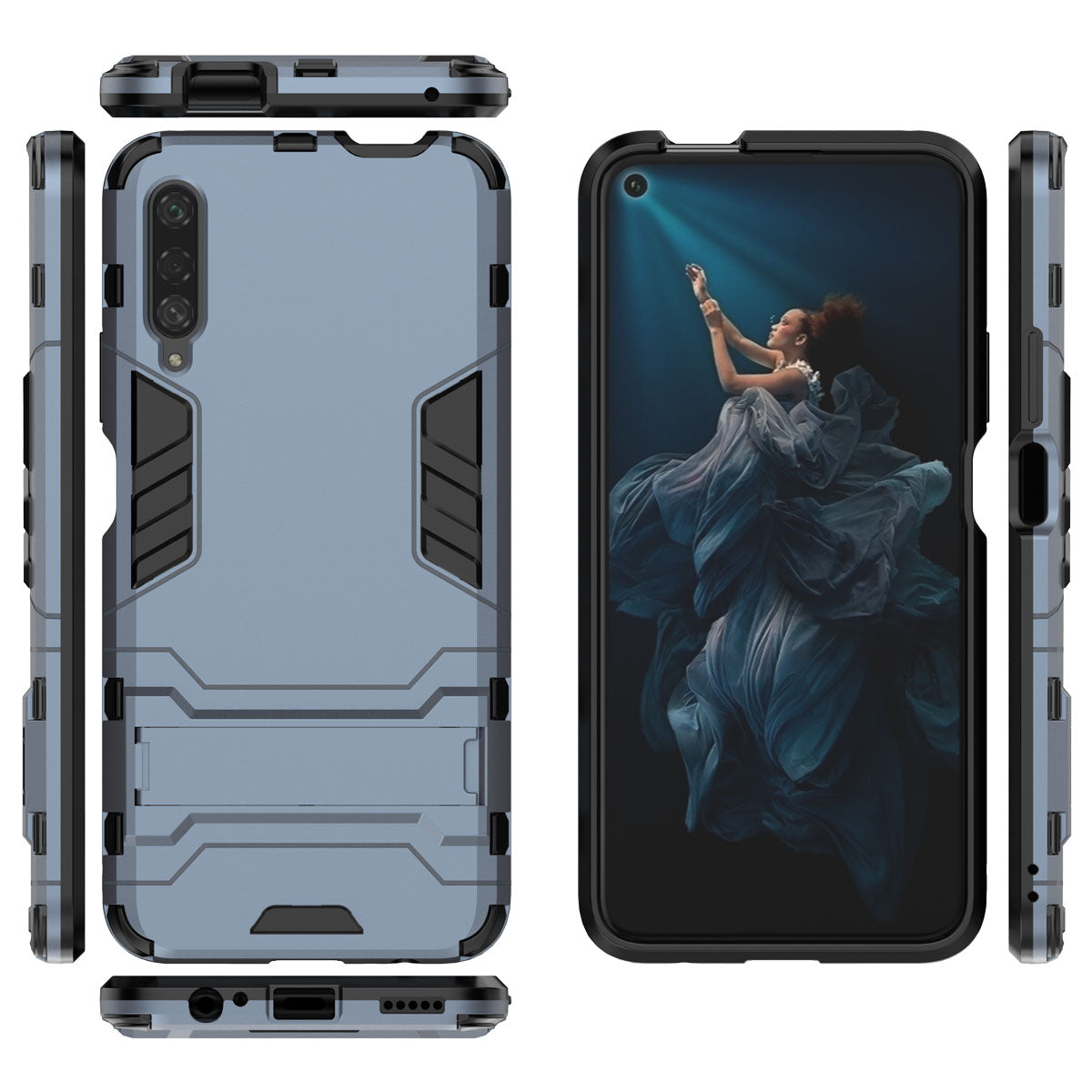 Plastic + TPU Hybrid Phone Case with Kickstand for Huawei Honor 9X Pro