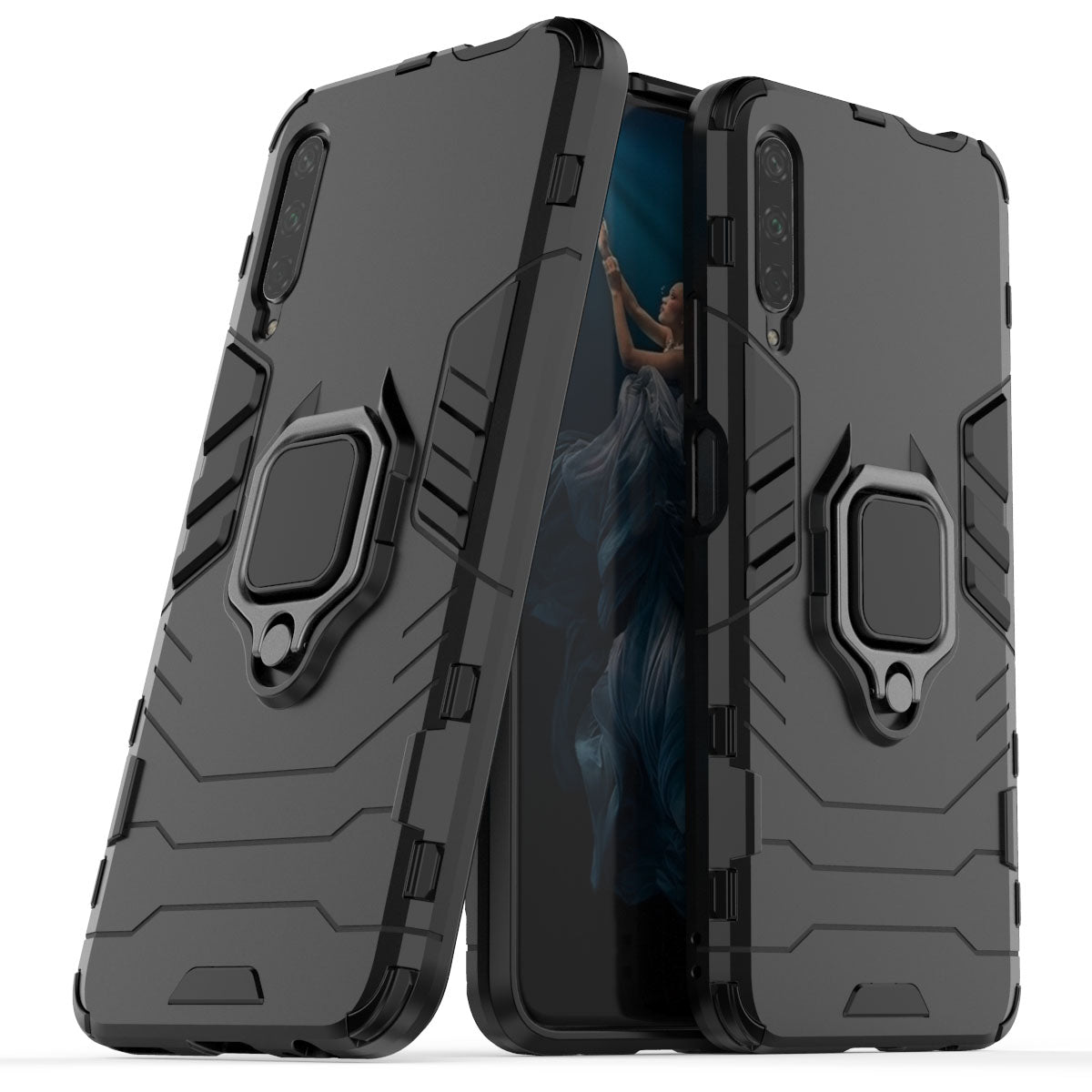 Cool Guard Finger Ring Kickstand PC + TPU Hybrid Protective Case for Huawei Honor 9X Pro