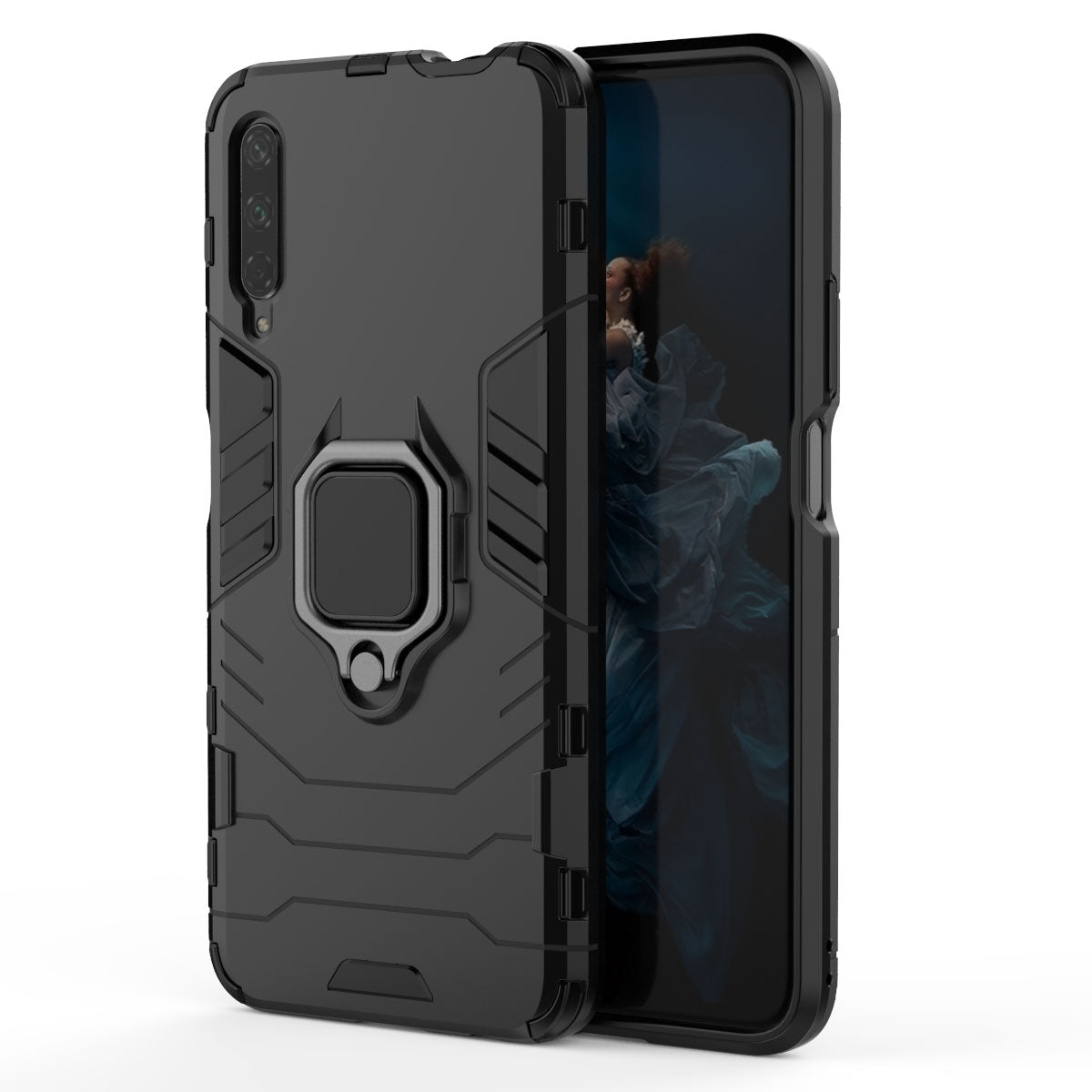Cool Guard Finger Ring Kickstand PC + TPU Hybrid Protective Case for Huawei Honor 9X Pro