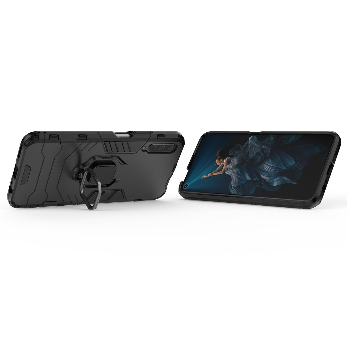 Cool Guard Finger Ring Kickstand PC + TPU Hybrid Protective Case for Huawei Honor 9X Pro