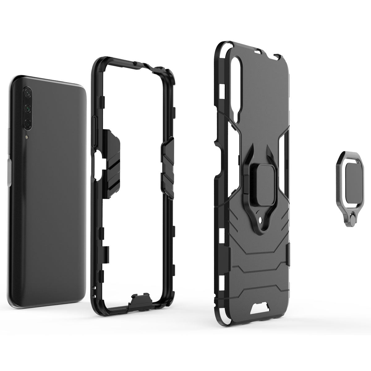 Cool Guard Finger Ring Kickstand PC + TPU Hybrid Protective Case for Huawei Honor 9X Pro