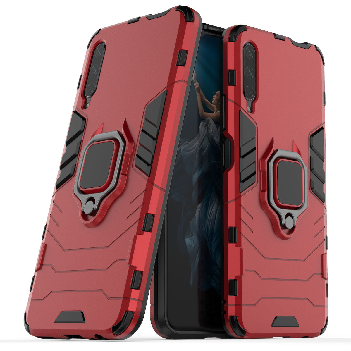 Cool Guard Finger Ring Kickstand PC + TPU Hybrid Protective Case for Huawei Honor 9X Pro