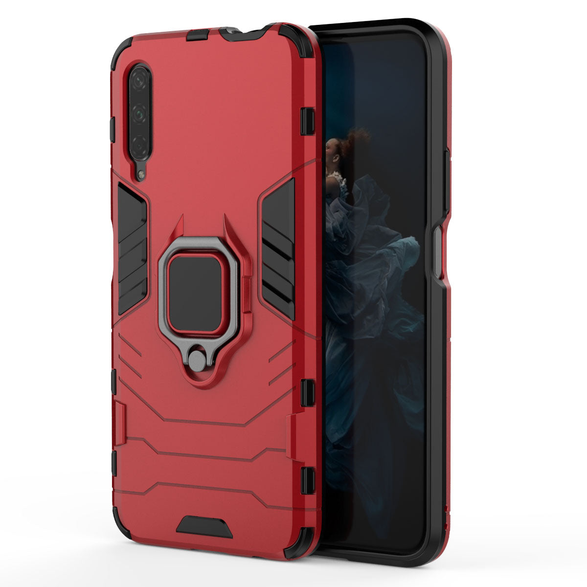 Cool Guard Finger Ring Kickstand PC + TPU Hybrid Protective Case for Huawei Honor 9X Pro