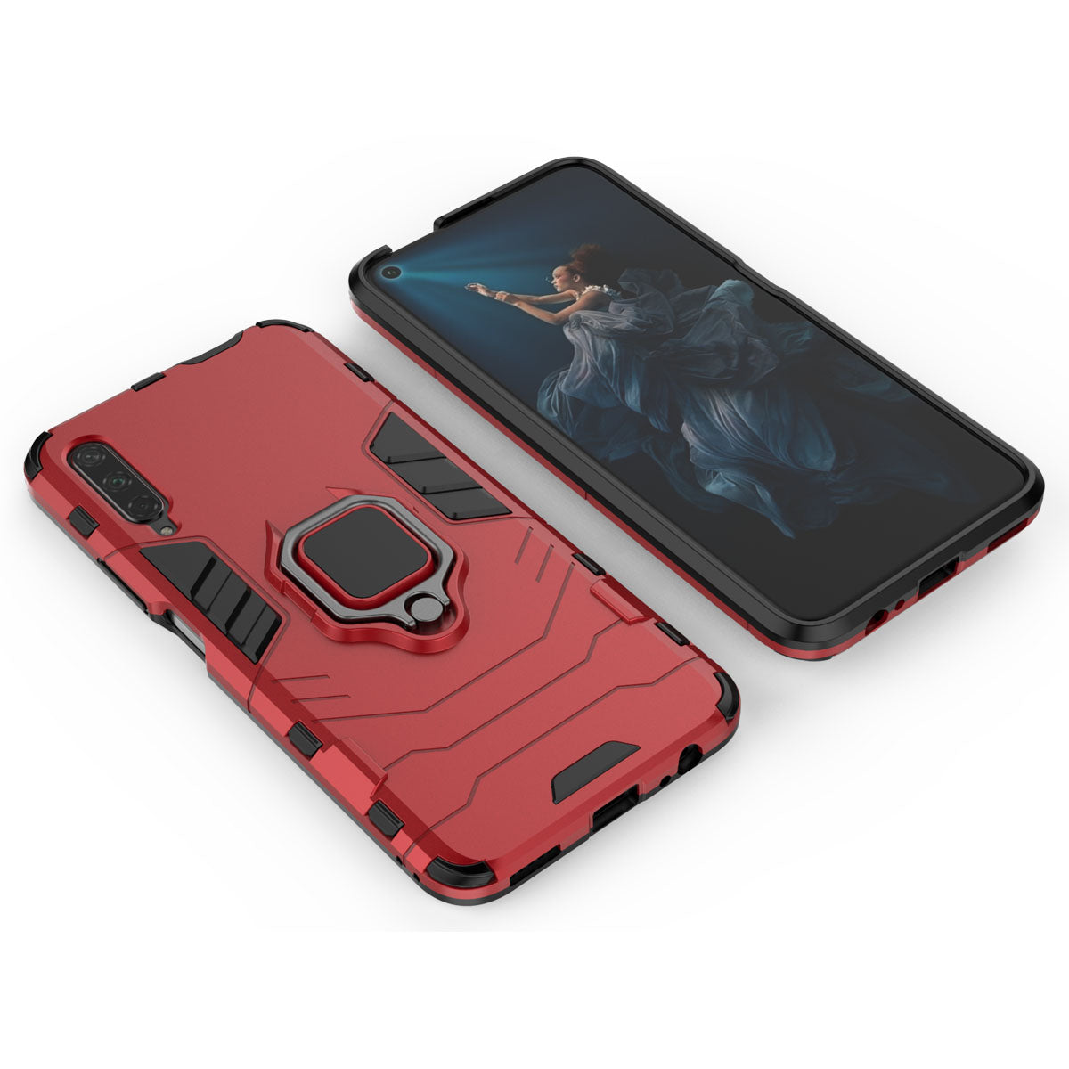 Cool Guard Finger Ring Kickstand PC + TPU Hybrid Protective Case for Huawei Honor 9X Pro