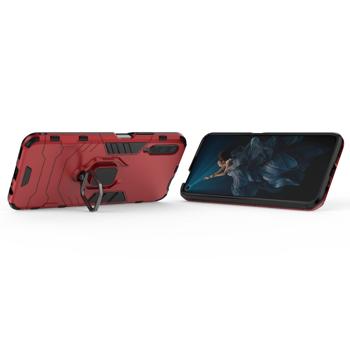 Cool Guard Finger Ring Kickstand PC + TPU Hybrid Protective Case for Huawei Honor 9X Pro