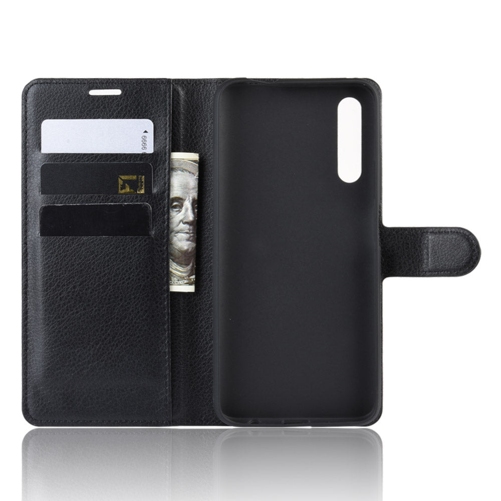 Litchi Skin Leather Wallet Stand Case for Huawei Honor 9X (For China)