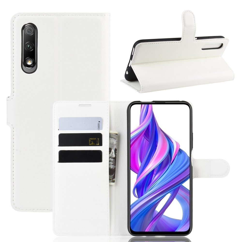 Litchi Skin Leather Wallet Stand Case for Huawei Honor 9X (For China)