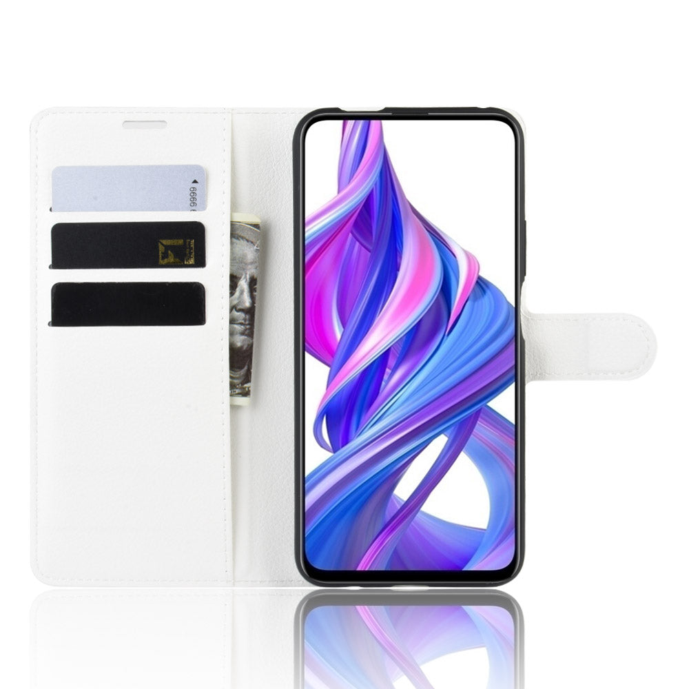 Litchi Skin Leather Wallet Stand Case for Huawei Honor 9X (For China)