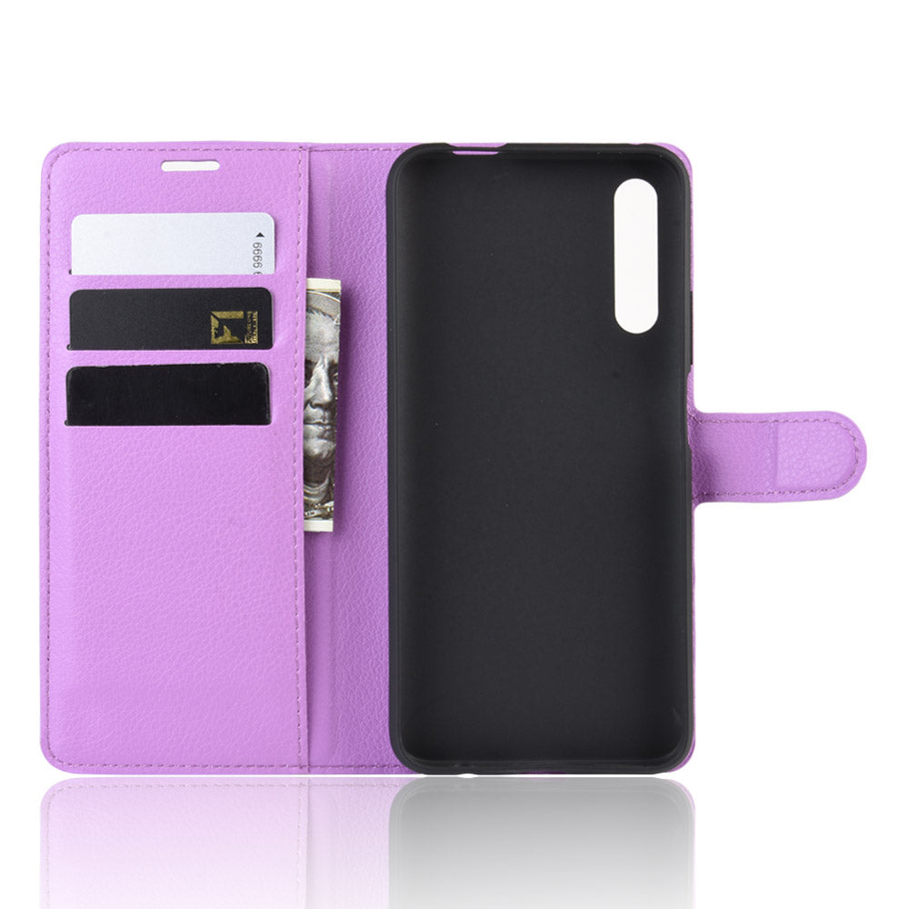 Litchi Skin Leather Wallet Stand Case for Huawei Honor 9X (For China)