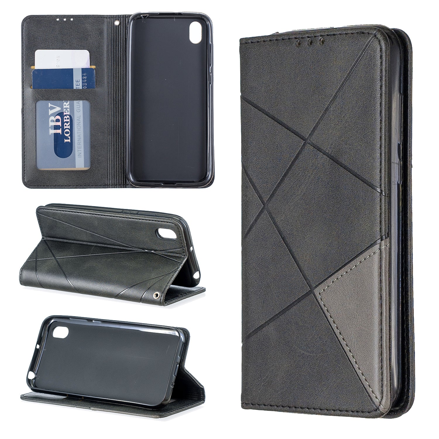 Geometric Pattern Leather Card Holder Case for Huawei Y5 (2019) / Honor 8S