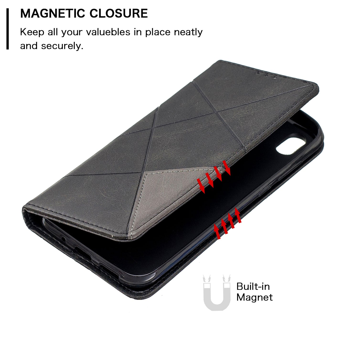 Geometric Pattern Leather Card Holder Case for Huawei Y5 (2019) / Honor 8S