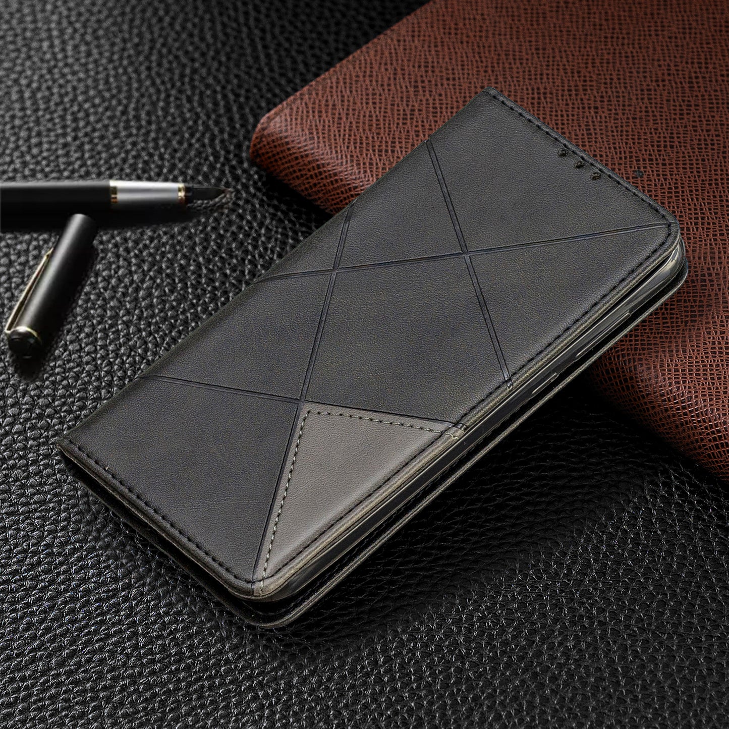 Geometric Pattern Leather Card Holder Case for Huawei Y5 (2019) / Honor 8S