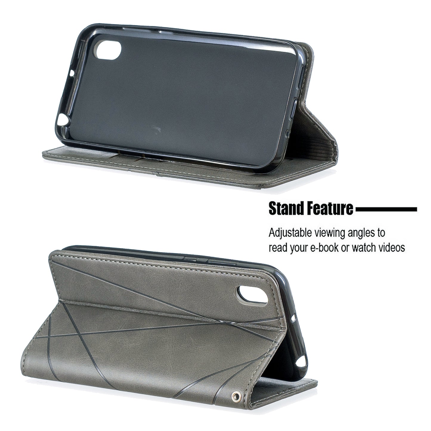 Geometric Pattern Leather Card Holder Case for Huawei Y5 (2019) / Honor 8S