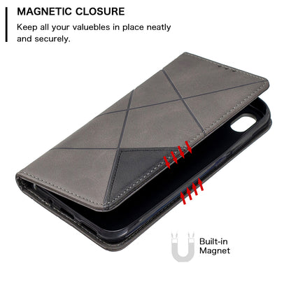 Geometric Pattern Leather Card Holder Case for Huawei Y5 (2019) / Honor 8S