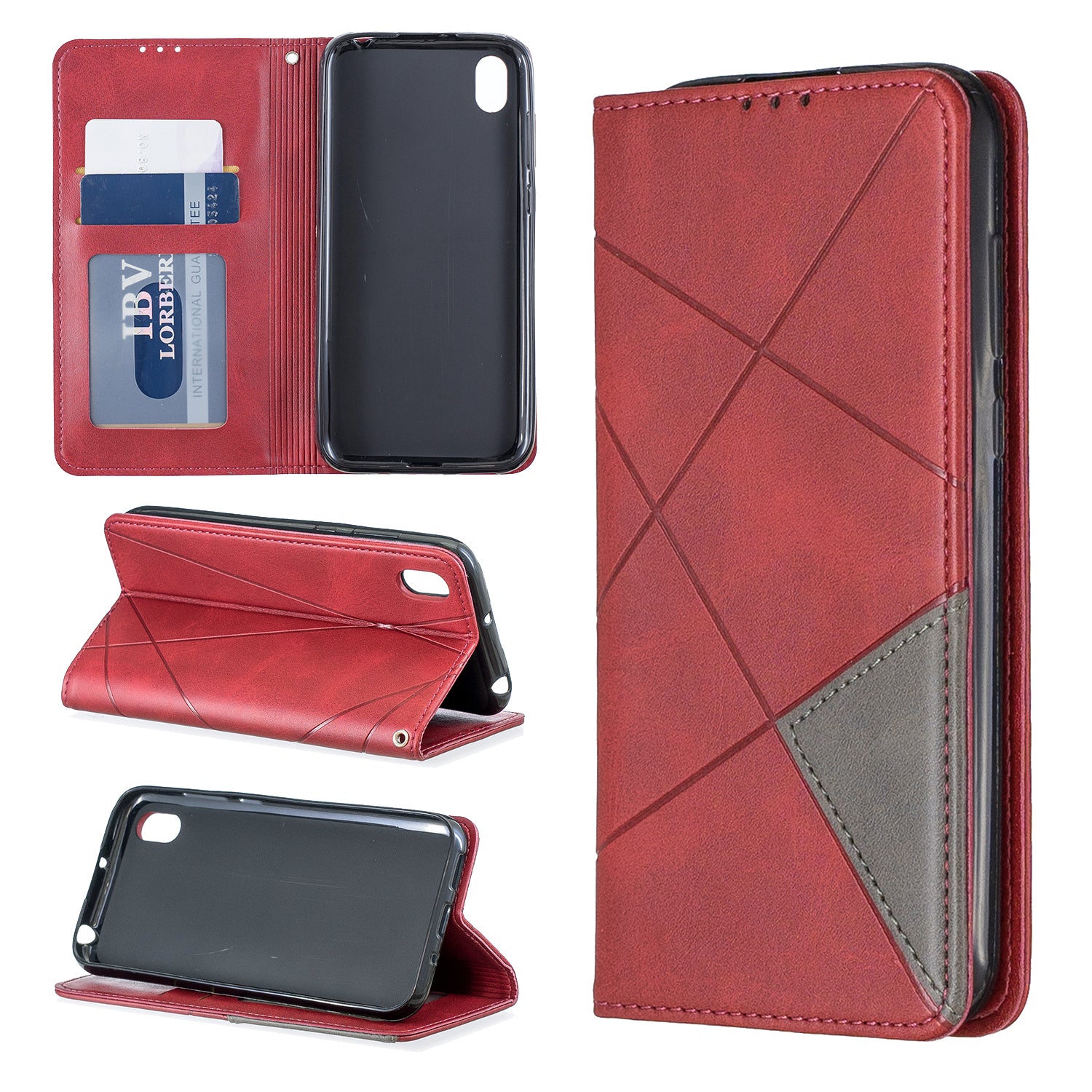 Geometric Pattern Leather Card Holder Case for Huawei Y5 (2019) / Honor 8S