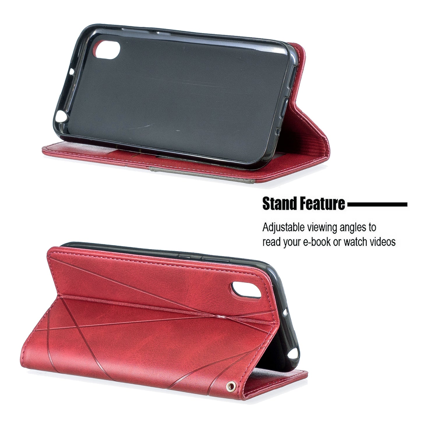 Geometric Pattern Leather Card Holder Case for Huawei Y5 (2019) / Honor 8S