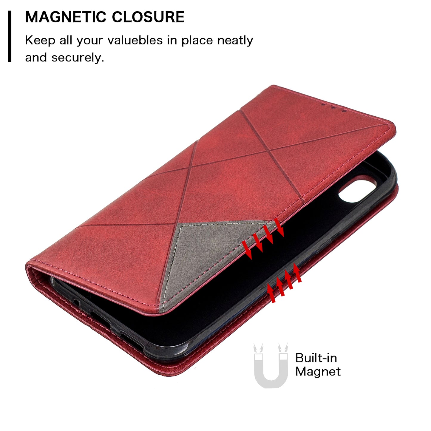 Geometric Pattern Leather Card Holder Case for Huawei Y5 (2019) / Honor 8S
